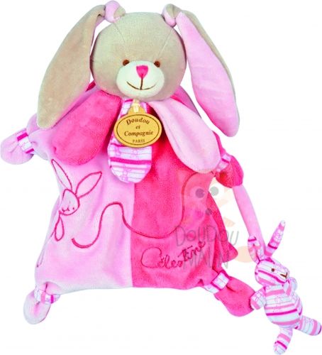  marionnette lapin celestine câline rose gris blanc 